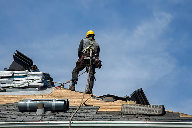 Professional Gutter Installation technician working in Sand Lake, NY